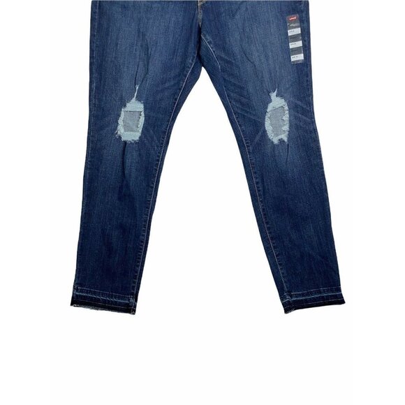 Levi's Women's Plus 711 Blue Denim Distressed Skinny Jeans Size 20W - Picture 4 of 11